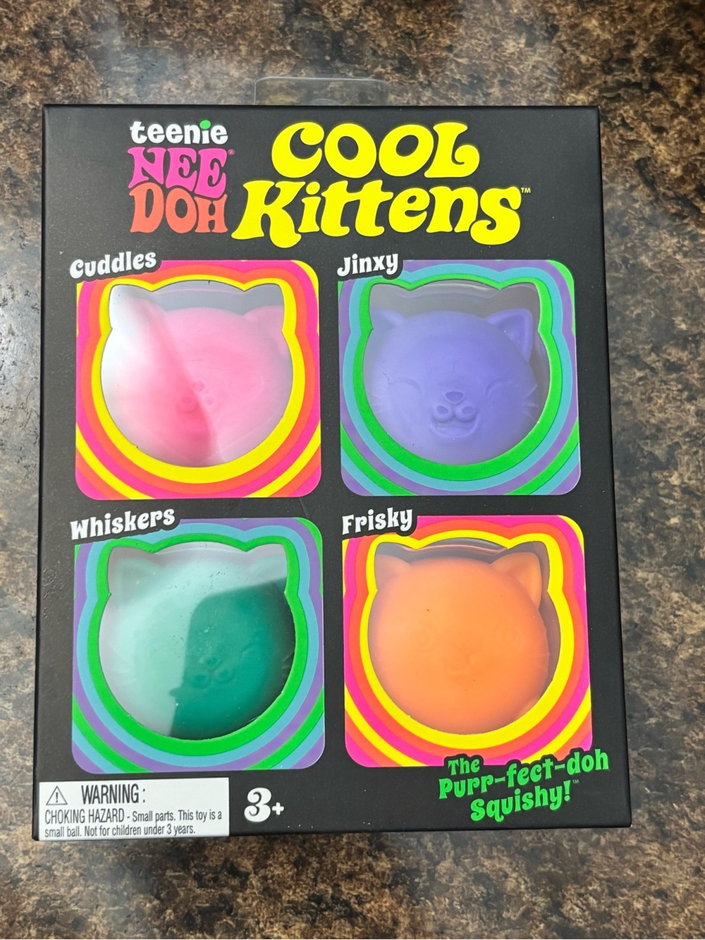 Needoh Cool Kittens 4-Pack - Pink, Purple, Green, Orange